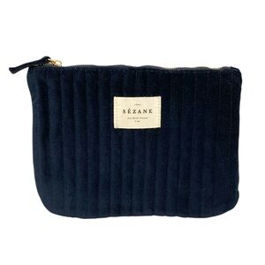Sézane Navy Blue Velvet Pouch